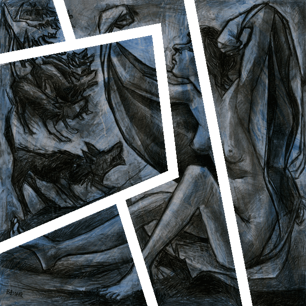 Fusain et acrylique