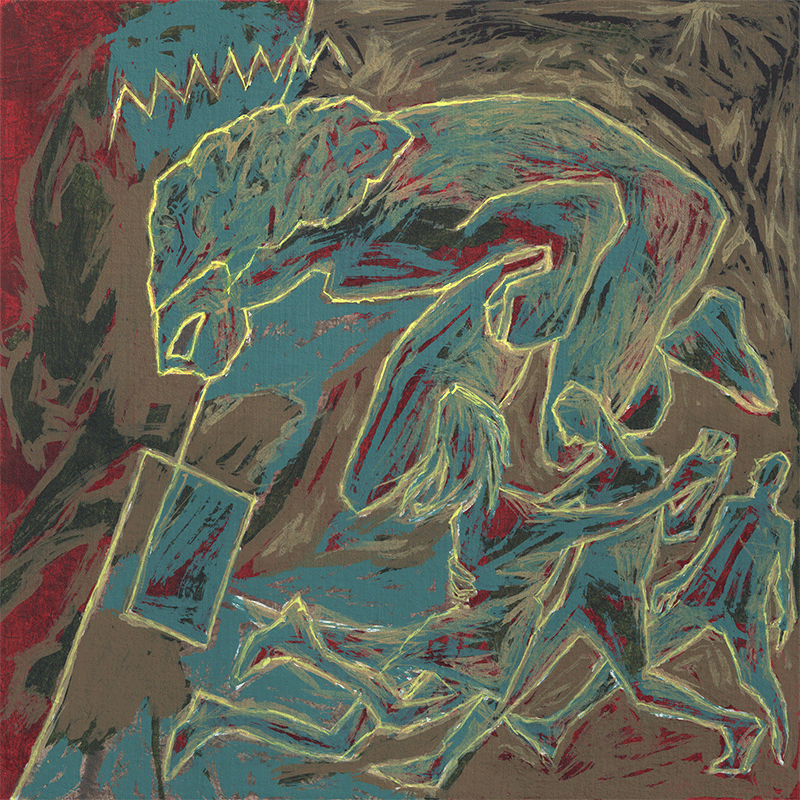 Huiles sur papier marouflé sur toile