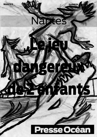 Illustrations au fusain des manchettes de journaux