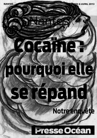 Illustrations au fusain des manchettes de journaux