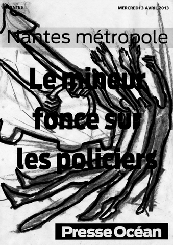Illustrations au fusain des manchettes de journaux